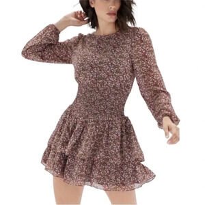 MinkPink / Revolve Women's Safi Mini Floral Long Sleeve Mini Dress NWT